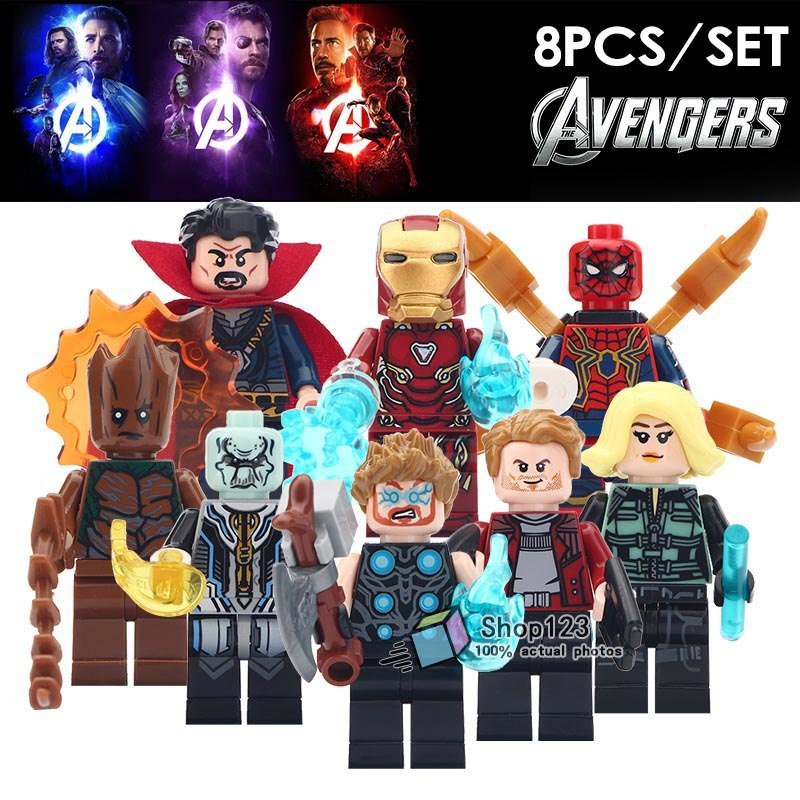 8pcs/set Marvel Avengers Infinity War Ebony Maw Dr Strange Iron Man Minifigures
