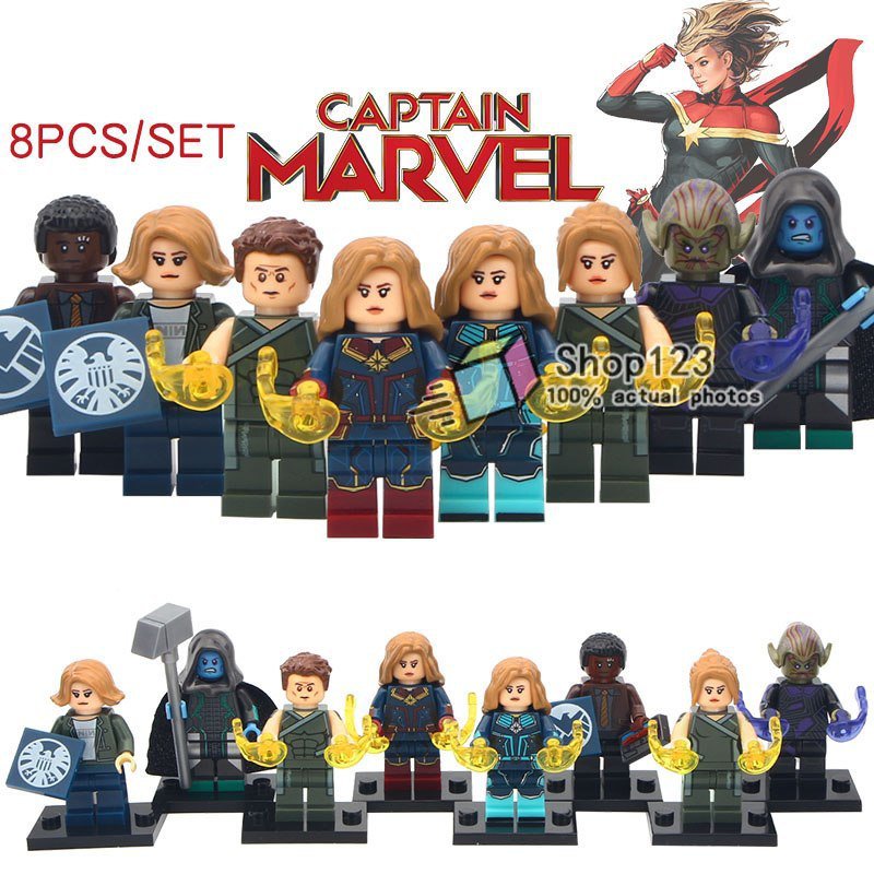8pcs/set Captain Marvel Carol Danvers Ronan Talos Yon-Rogg Nick Fury Minifigures