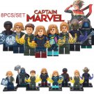 8pcs/set Captain Marvel Carol Danvers Ronan Talos Yon-Rogg Nick Fury Minifigures