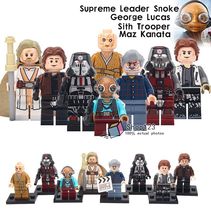 8pcs/set Star Wars Movie Minifigures Han Solo Luke Skywalker Snoke Sith trooper