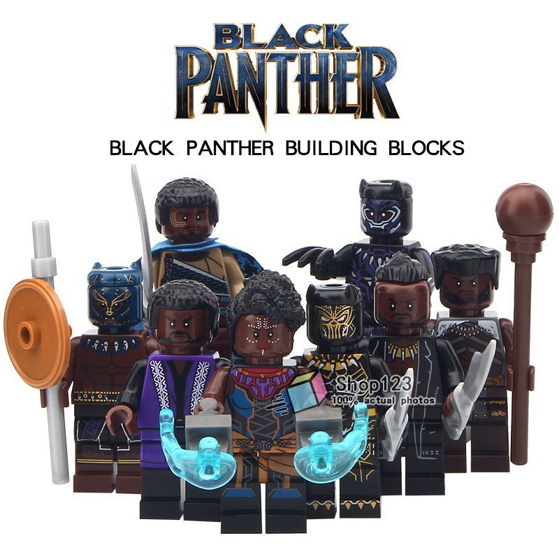8pcs/set Marvel Superhero Black Panther Minifigures Shuri Erik Killmonger W'Kabi