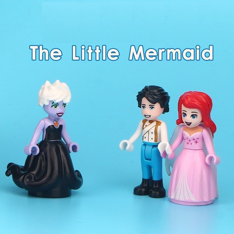 3pcs/set The Little Mermaid Disney Princess Ariel Prince Eric Ursula Minifigures