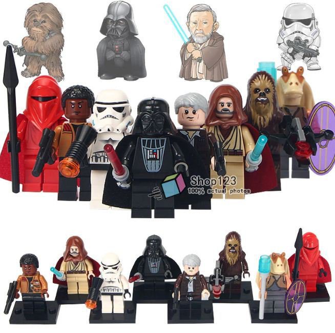 8pcs/set Star Wars Minifigures Darth Vader Obi-Wan Finn Chewbacca Royal Guard