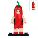 Spicy Red Chill Pepper Man Minifigures Fruit Series Moc Toy Gift For Kids