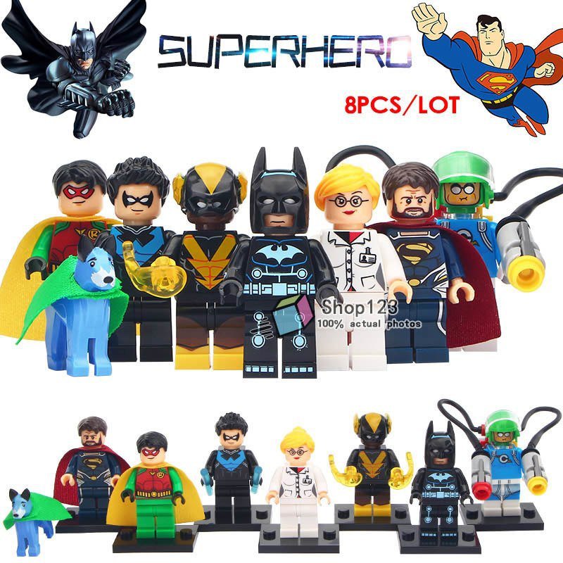 8pcs/set DC Superhero The Batman Robin Harley Nightwing Quinn Jor-El Minifigures