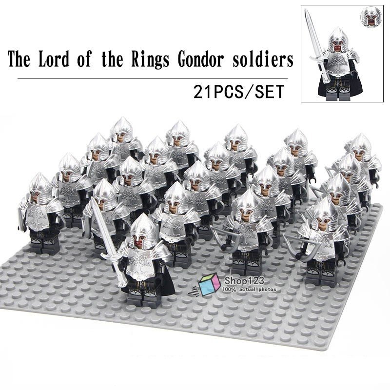 21pcs/set Gondor Army Archer With Metal Armor The Lord of the Rings Minifigures