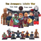 8pcs/set Avengers Infinity War Minifigures Iron Man Vision Groot Falcon Bucky