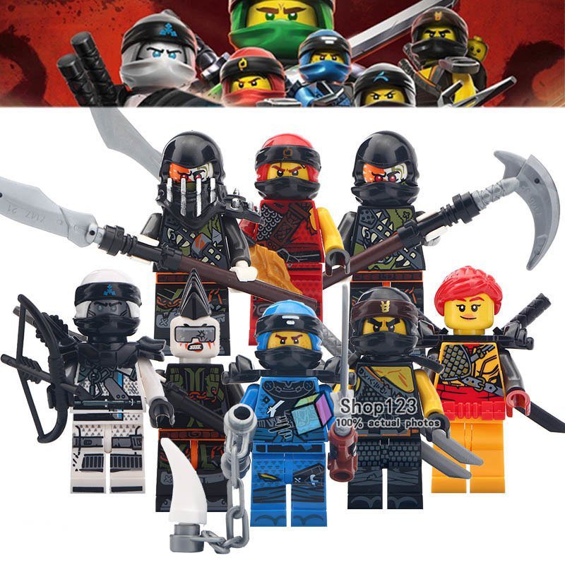 8pcs/set Game Ninjago Skylor Skullbreaker Jet Jack Zane Muzzle Cole Minifigures