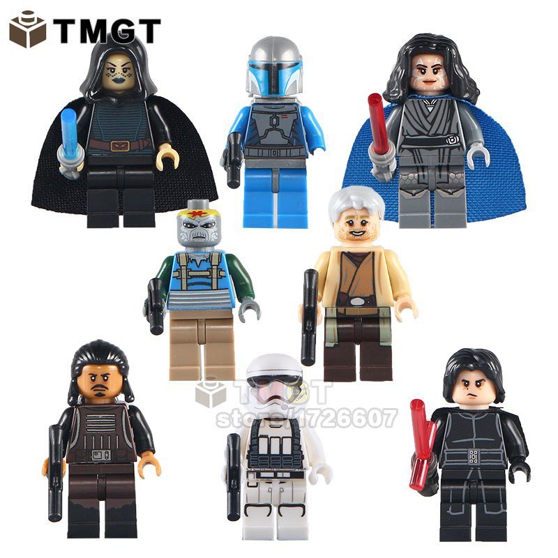8pcs Star Wars Movies Minifigures Han Solo Rey Kylo Ren Barriss Offee Jango Fett