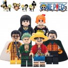 6pcs/set One Piece Anime Crocodile Kizaru Luffy Nami Nico Robin Zoro Minifigures