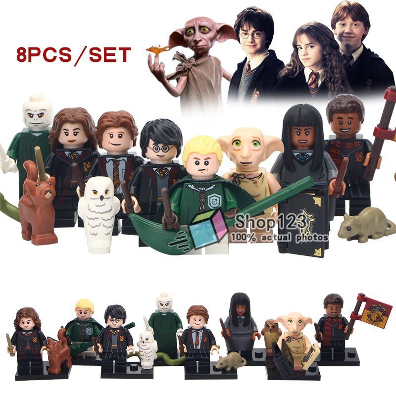 8pcs/set Harry Potter Movie Dobby Lord Voldemort Ron Weasley Draco Minifigures