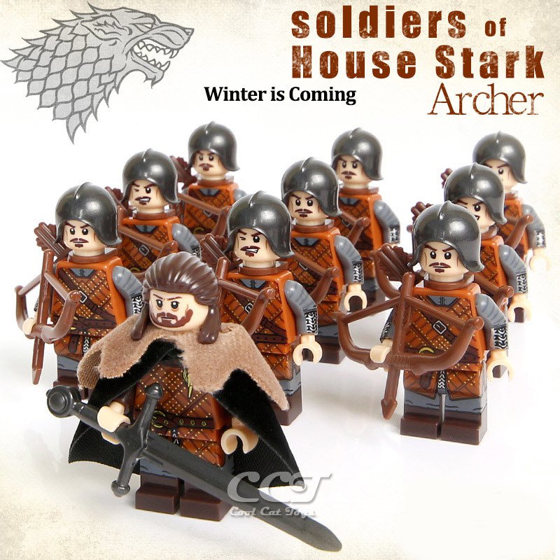 10pcs/set Eddard Stark Archer House Stark Soldiers Game of Thrones Minifigures