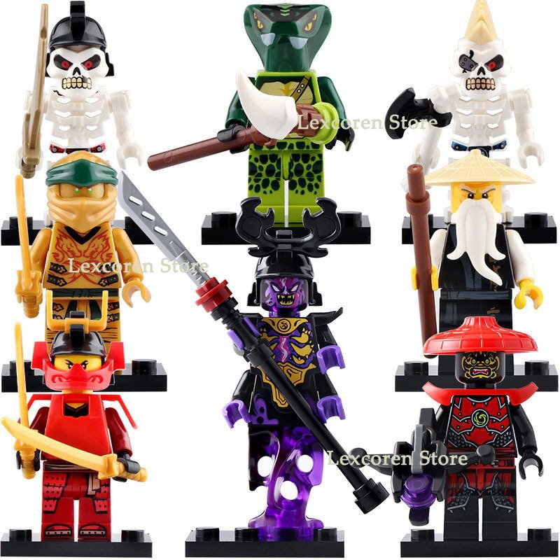 8pcs/set Ninjago The Overlord Stone Scout Samurai X Wu Nuckal Chokun Minifigures