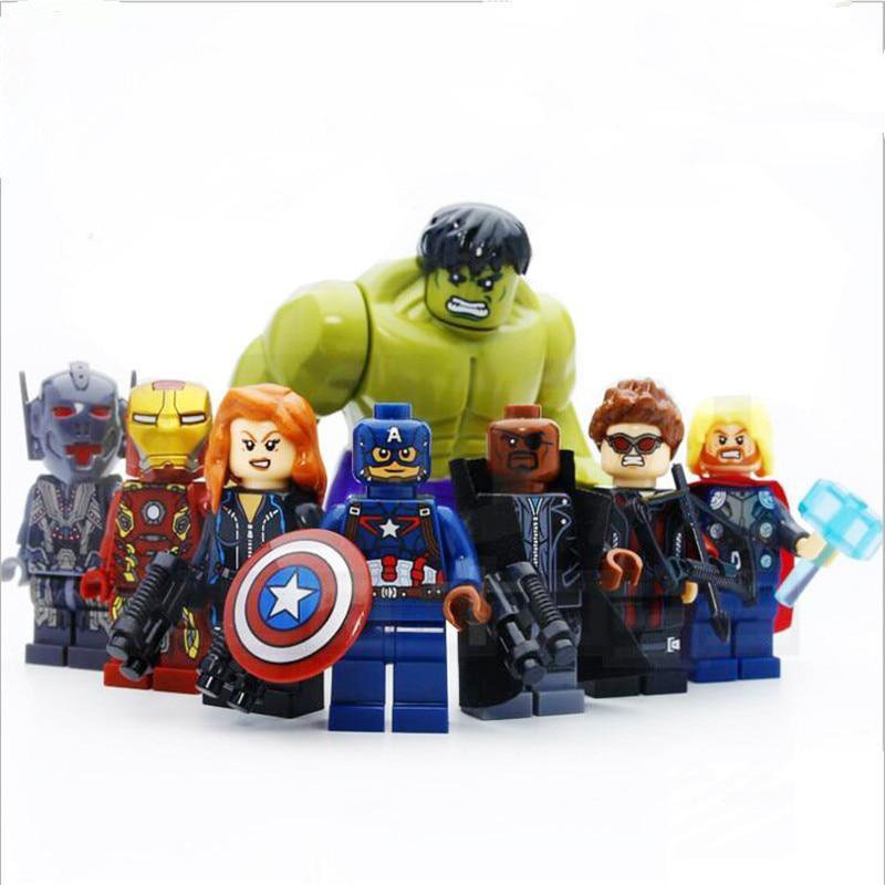 8pcs/set Super Heroes Avengers Age of Ultron Hulk Thor Hawkeye Minifigures Block