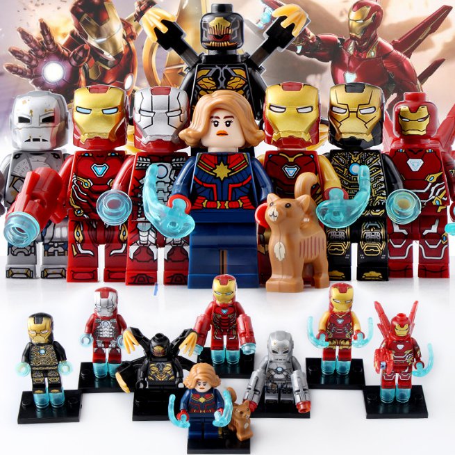 8pcs/set Iron Man MK1 MK5 MK41 MK50 Captain Marvel Outriders Minifigures