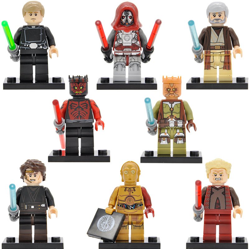 8pcs/set Star Wars Minifigures Kao Cen Darach Jedi Knight C-3PO Obi-Wan Anakin