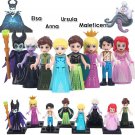 8pcs/set Princess Girl Minifigures Ariel Maleficent Anna Olaf Elsa Prince Eric