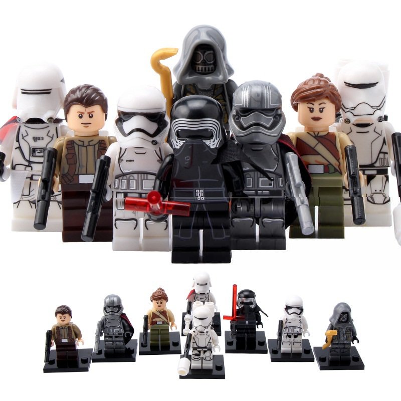 8pcs/set Star Wars Minifigures Han Solo Rey Captain Phasma Kylo Ren Stormtrooper