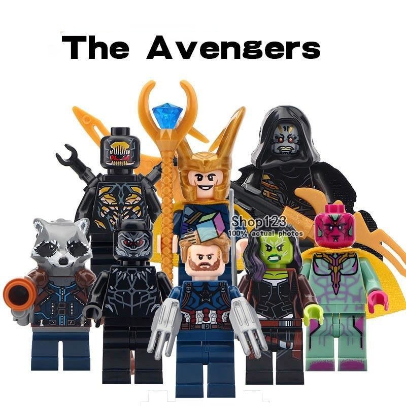 8pcs/set Avengers Infinity War Outriders Gamora Panther Vision Loki Minifigures