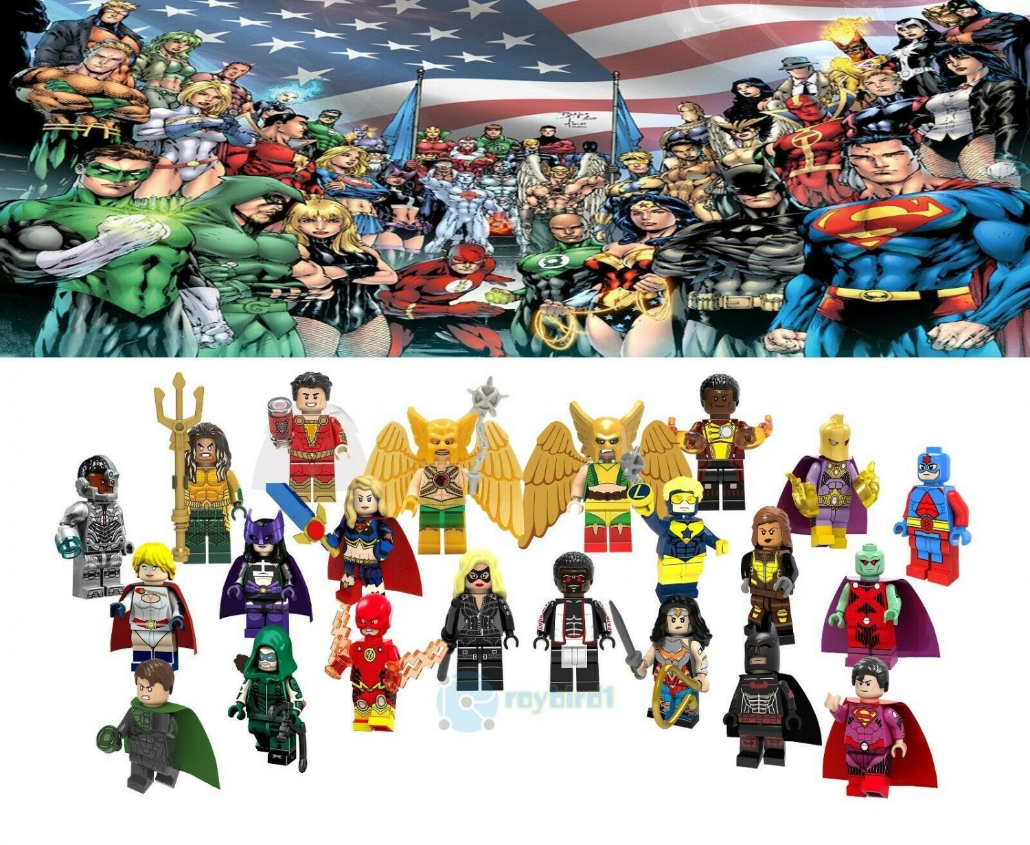 22Pcs Justice League Character Superman Shazam Hawkgirl Flash Arrow Minifigures