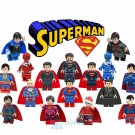 16Pcs Different Style Superman Red Blue Jor-El Lex Luthor Superhero Minifigures
