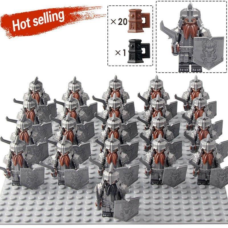 21Pcs/set The Dwarf Army Soldiers The Lord Of The Rings Military Minifigures Toy