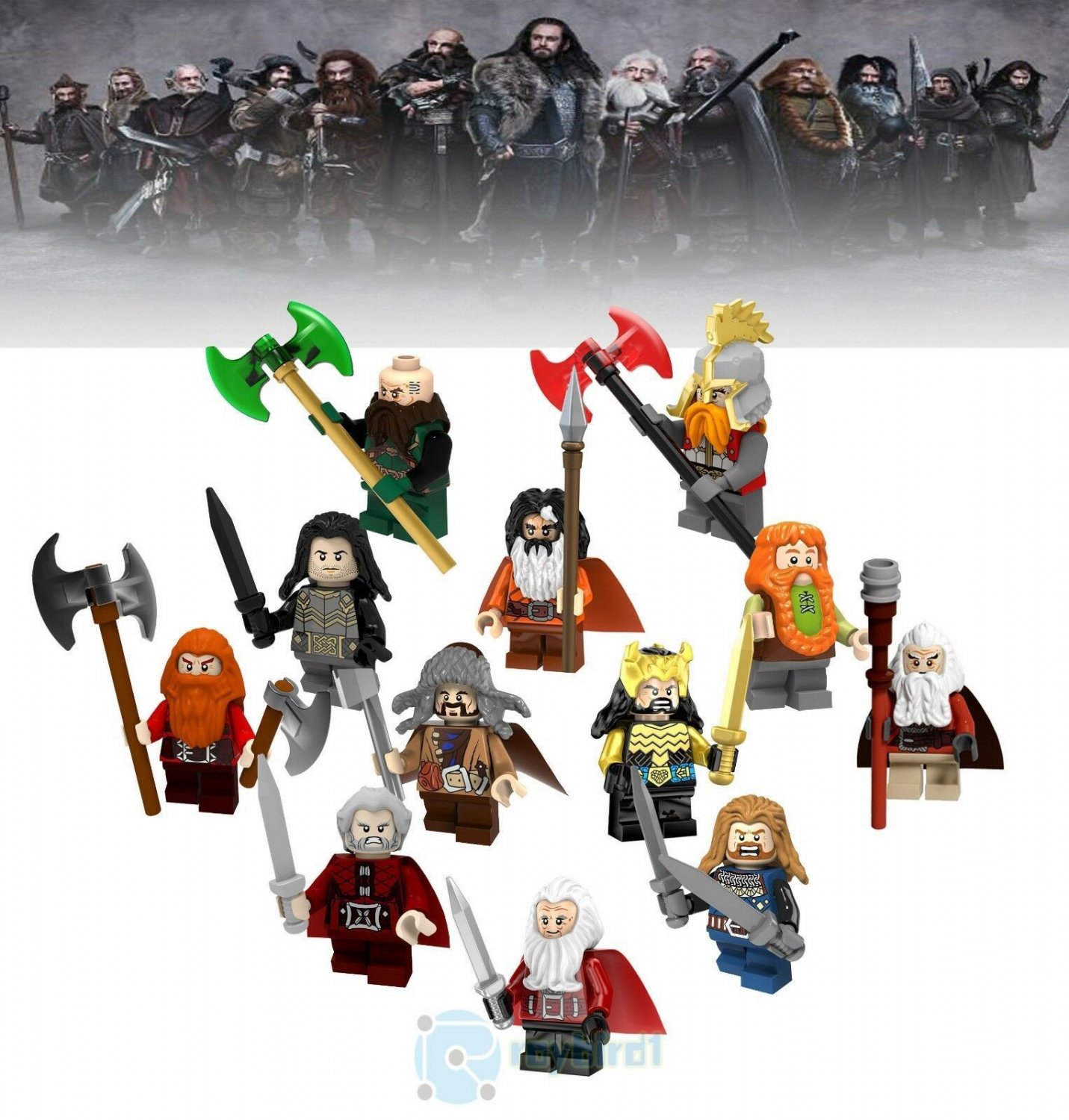 12Pcs Dwarves The Hobbit Thorin Dain II Ironfoot Fili Dwalin Balin Minifigures