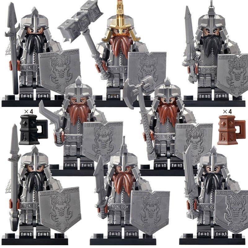 8Pcs/set Dwarves Army Warriors The Hobbit Battle of the Five Armies Minifigures