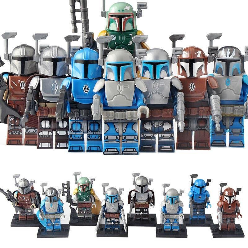 8Pcs/set Star Wars The Mandalorian Bounty Hunters Din Djarin  Minifigures