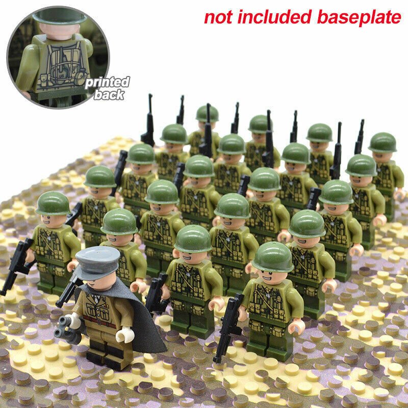 21pcs/set WW2 Allied Army US Troops Military Officer Soldiers Minifigures Toys