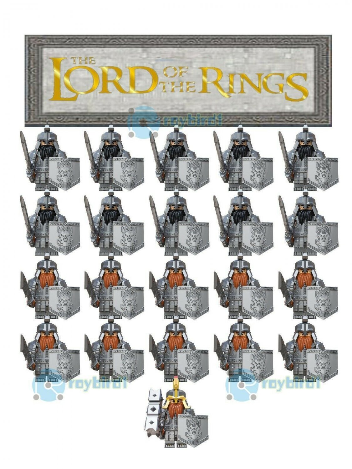 21Pcs The Hobbit Lord of the rings Dwarves army Dain Ironfoot Minifigures