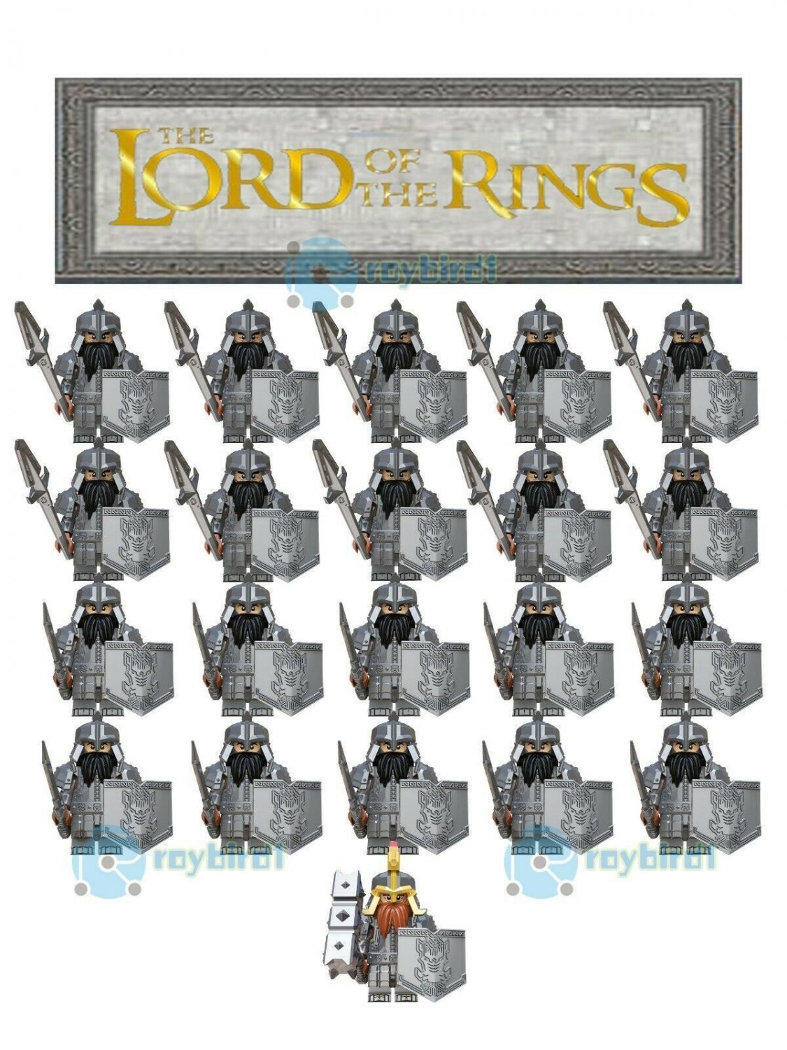 21Pcs/set The Lord Of The Ring Hobbit Dwarf Army Trident Sword Minifigures