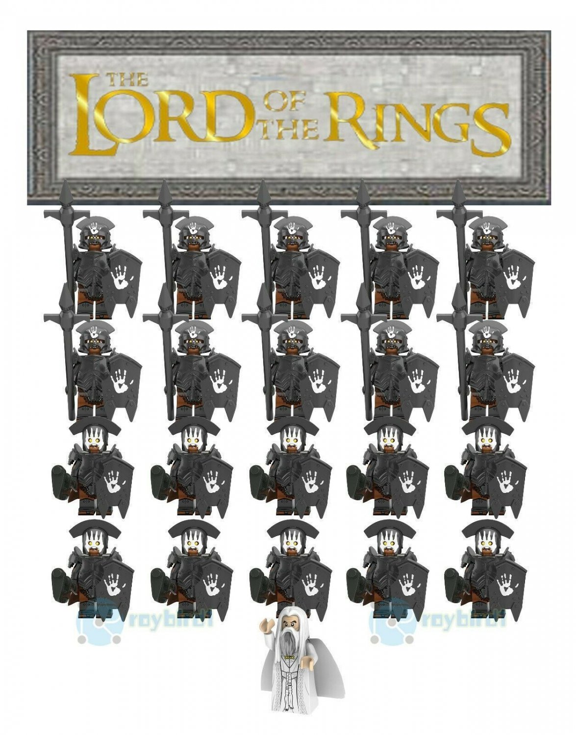 21Pcs Lord Of The Rings Isengard Saruman The Uruk-hai Spear Army  Minifigure
