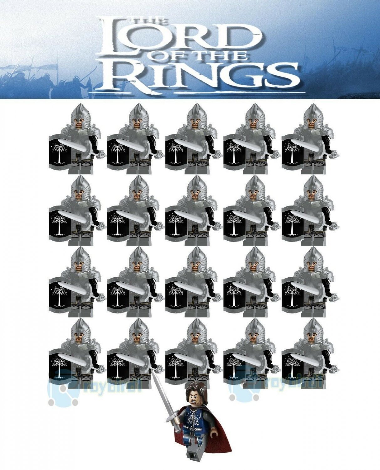 21Pcs/set The Lord Of The Rings Aragorn The Gondor Armor Knight  Minifigures