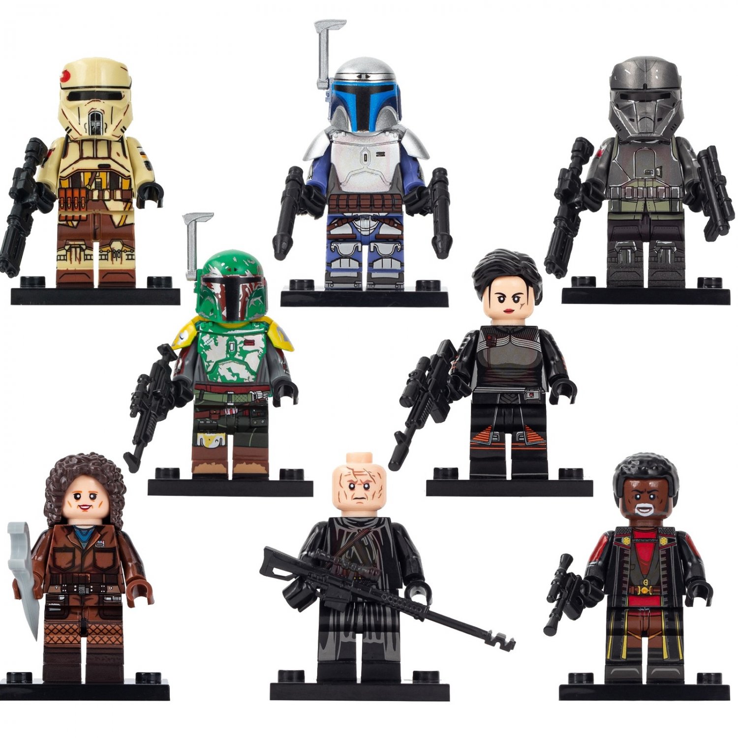 8pcs Star Wars Mandalorian Jango Fett Boba Fett Cobb Vanth Fennec Minifigures