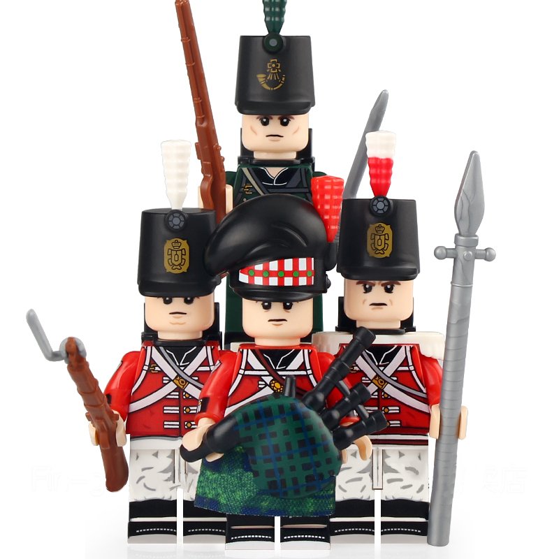 4pcs Napoleonic Wars British Army Fusiliers The 95th Rifles Bagpiper Minifigures