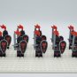 10pcs Castle Red Dragon Knight (with Helmet Closed Red Plume) Minifigures