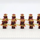 10pcs Japanese Samurai Warriors (Red Armor) Spearman Minifigures
