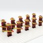 10pcs Japanese Samurai Warriors (Red Armor) Spearman Minifigures