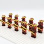 10pcs Japanese Samurai Warriors (Red Armor) Spearman Minifigures