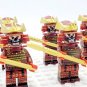 10pcs Japanese Samurai Warriors (Red Armor) Spearman Minifigures