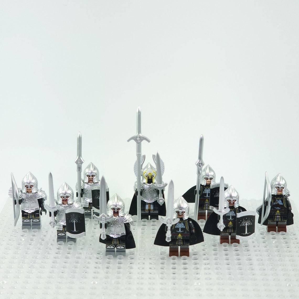 9pcs Lord of the Rings Heavy Armor Gondor Soldiers Fountain Guard Minifigures