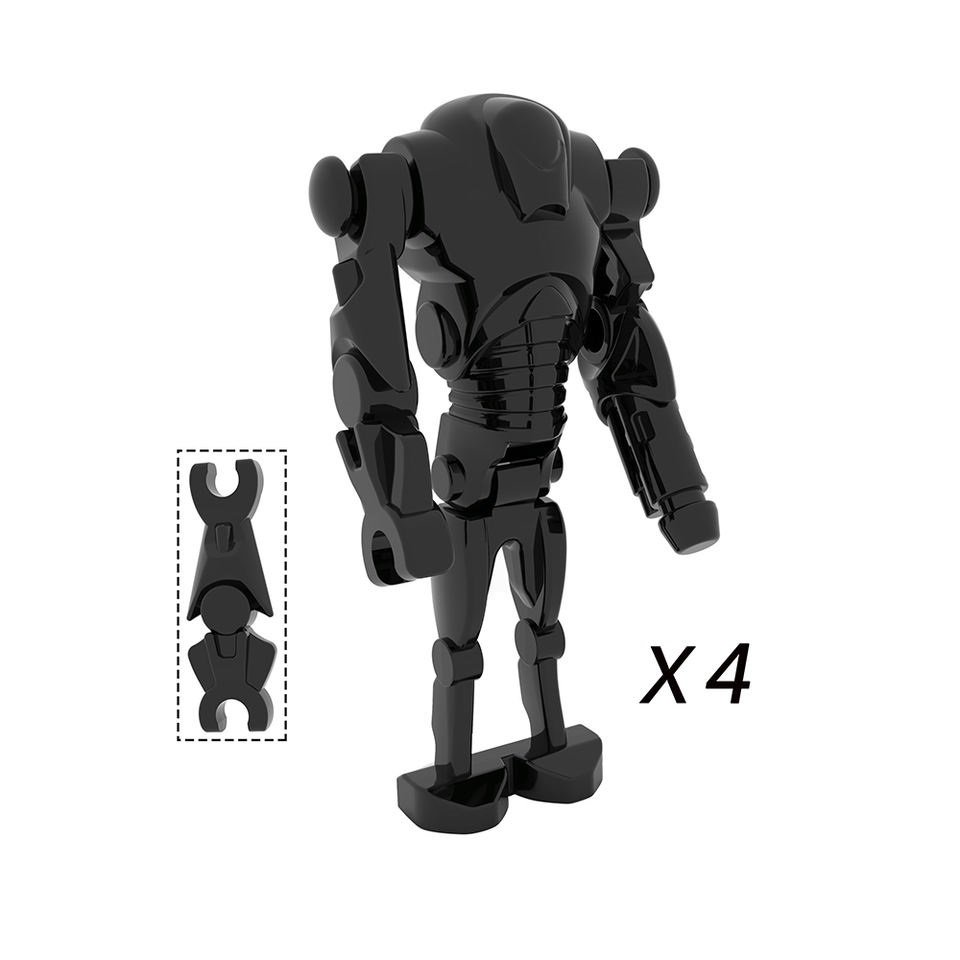 4pcs Super Battle Droid with Cannon Arm (Black) Star Wars Minifigures Toys