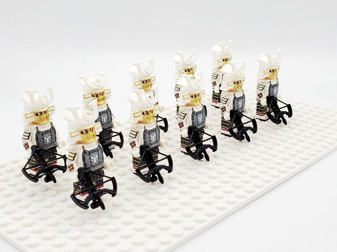 10pcs Japanese Samurai (White Armor) with Weapons Minifigures