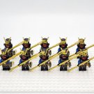 10pcs Japanese Samurai (Black Blue Armour) Barbed Horse Lance Minifigures