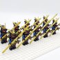 10pcs Japanese Samurai (Black Blue Armour) Barbed Horse Lance Minifigures