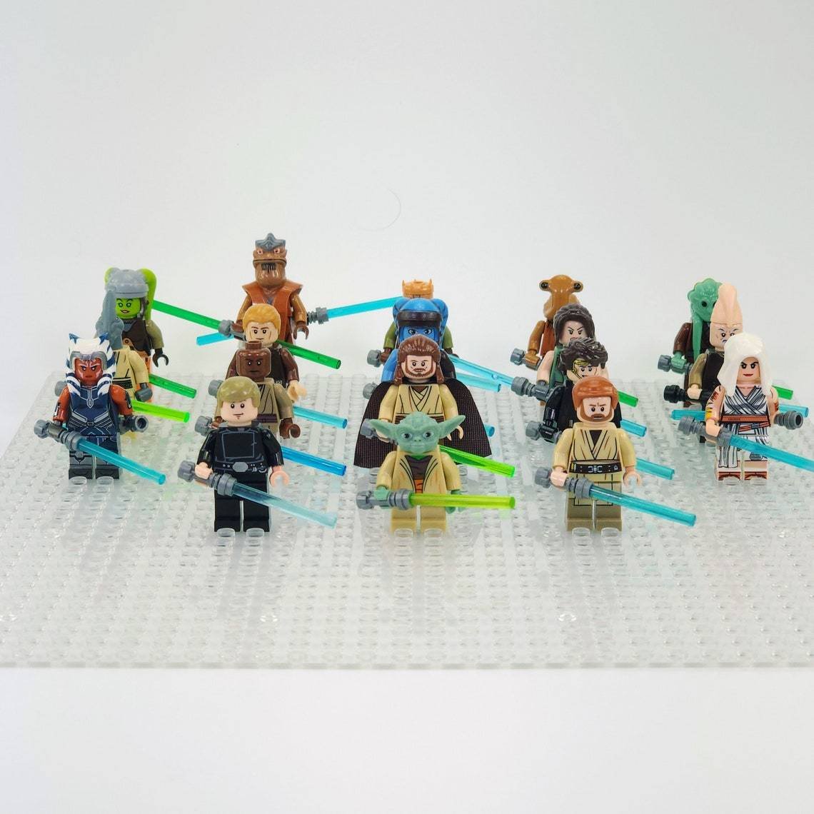 18pcs Star Wars Jedi Knight Luke Rey Obi-Wan Anakin Ahsoka Yoda Minifigures
