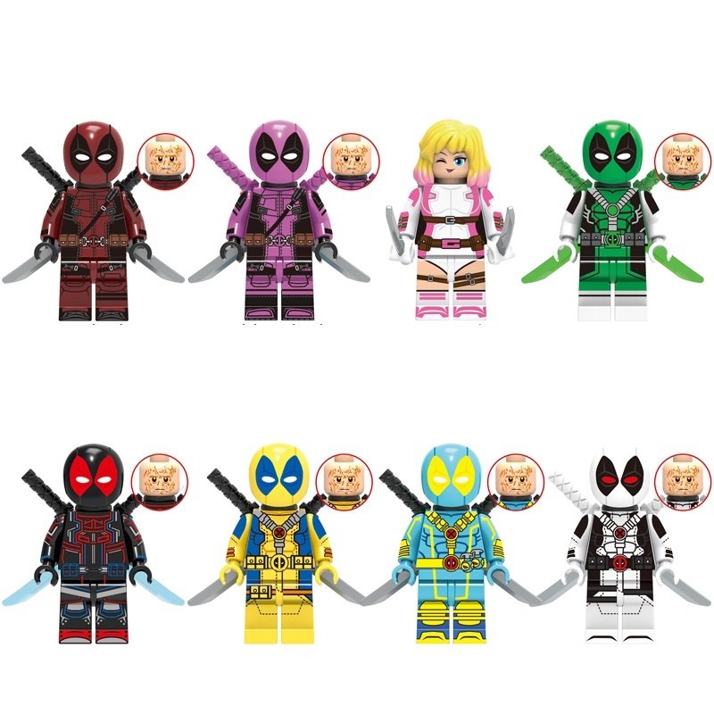 8pcs Gwenpool and Deadpool X-Men X-Force Greenpool Pink Deadpool Minifigures
