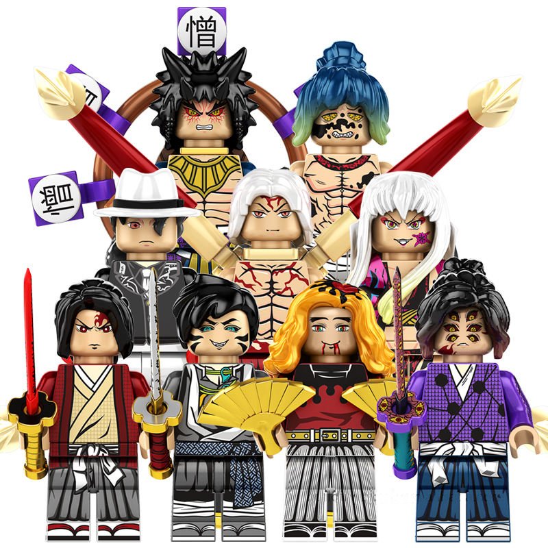 9pcs Demon Slayer Gyutaro Daki Doma Kokushibo Kaigaku Muzan Yoriichi Minifigures