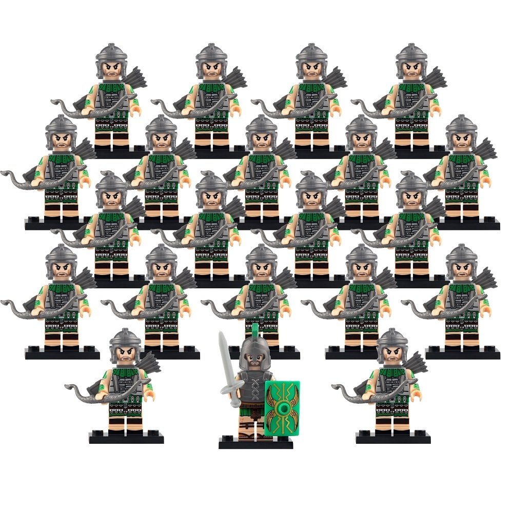 21pcs Medieval Roman Legion Officer Archers Soldiers Green Armour Minifigures